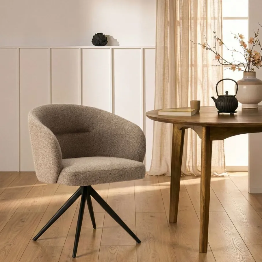 Eetkamerstoelen< Draaibare Eetkamerstoel Connor Beige