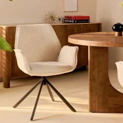 Eetkamerstoelen< Draaibare Eetkamerstoel Ellsa Crème