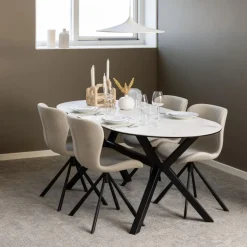 Eetkamerstoelen< Draaibare Eetkamerstoel Isak Beige