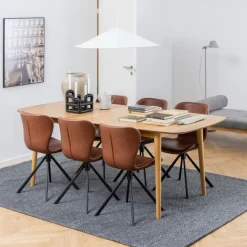 Eetkamerstoelen< Draaibare Eetkamerstoel Isak Cognac