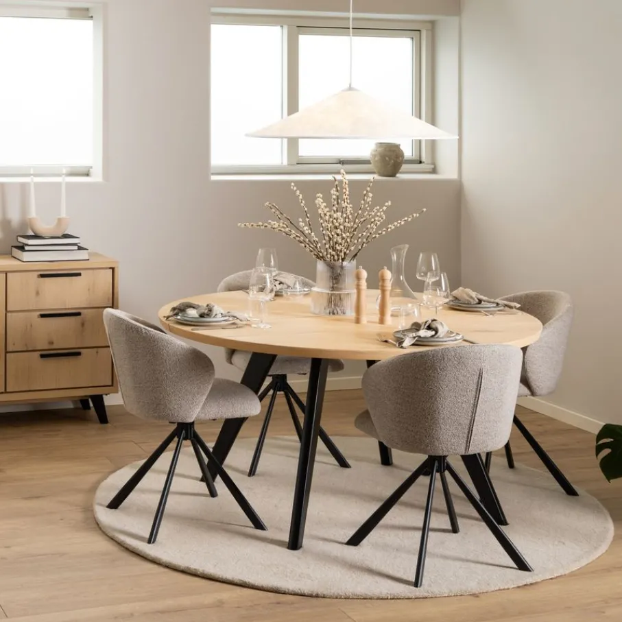 Eetkamerstoelen< Draaibare Eetkamerstoel Jaki Beige