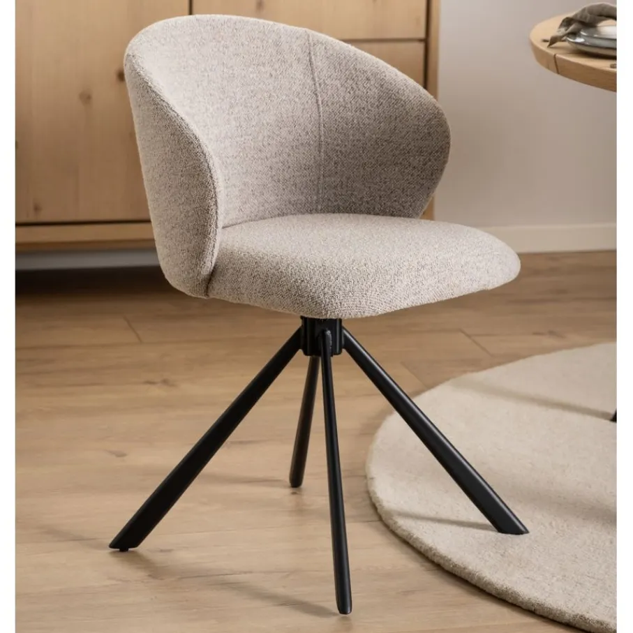 Eetkamerstoelen< Draaibare Eetkamerstoel Jaki Beige