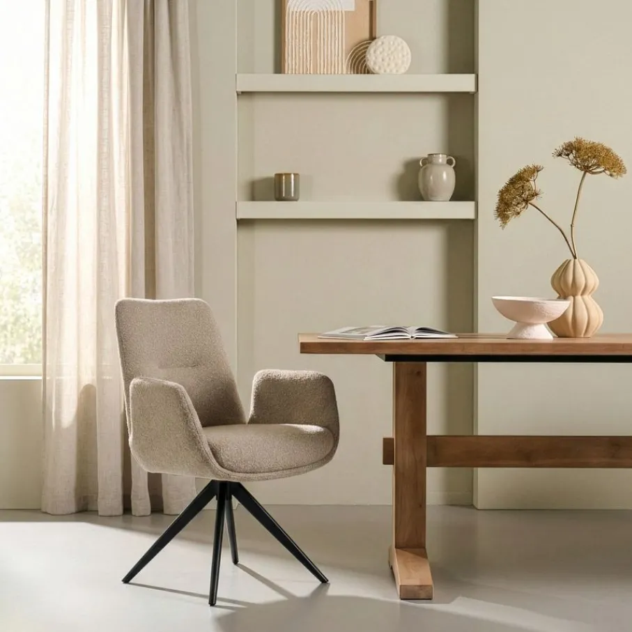 Eetkamerstoelen< Draaibare Eetkamerstoel Molly Taupe