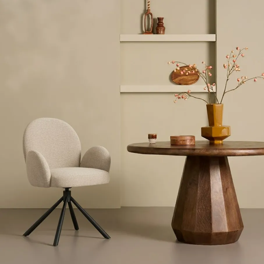 Eetkamerstoelen< Draaibare Eetkamerstoel Moon Beige