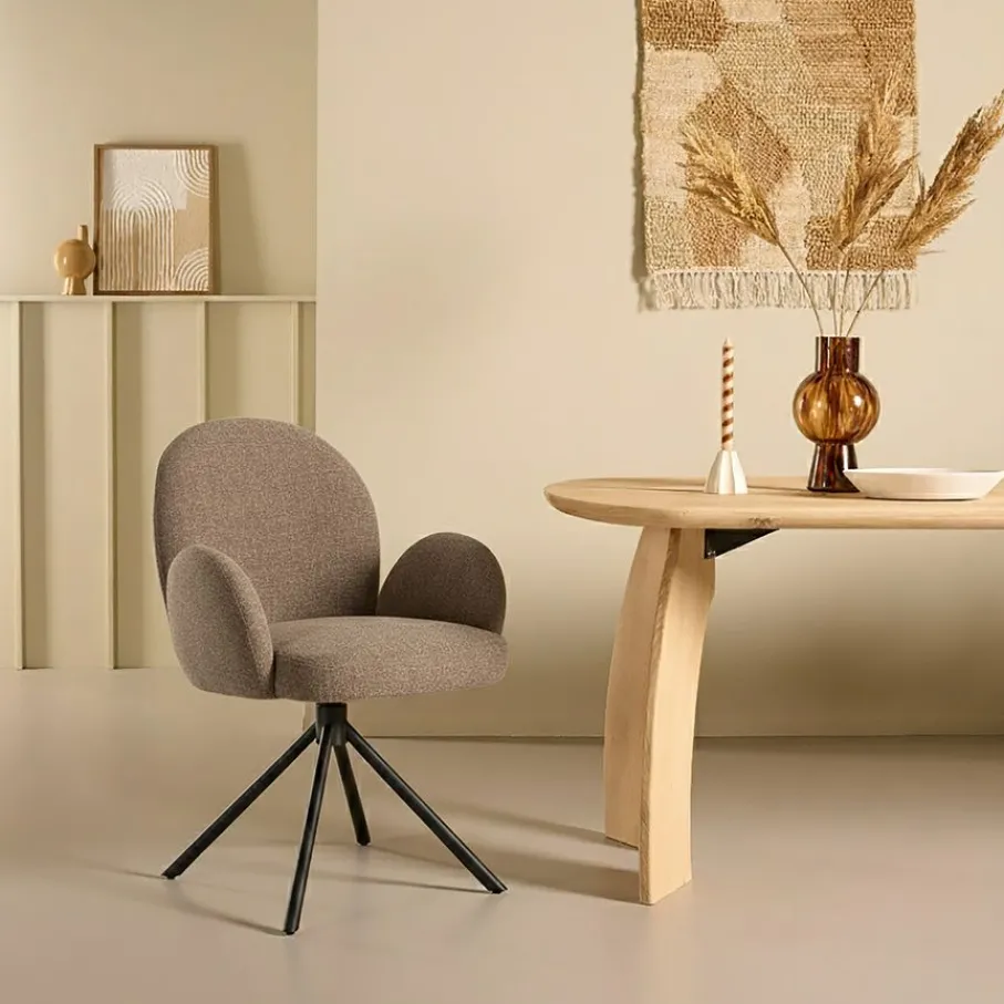 Eetkamerstoelen< Draaibare Eetkamerstoel Moon Mocca