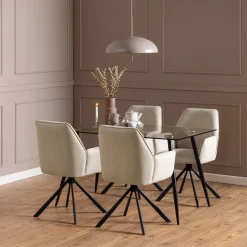 Eetkamerstoelen< Draaibare Eetkamerstoel Roar Beige