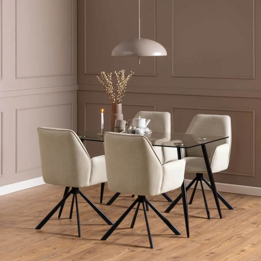 Eetkamerstoelen< Draaibare Eetkamerstoel Roar Beige