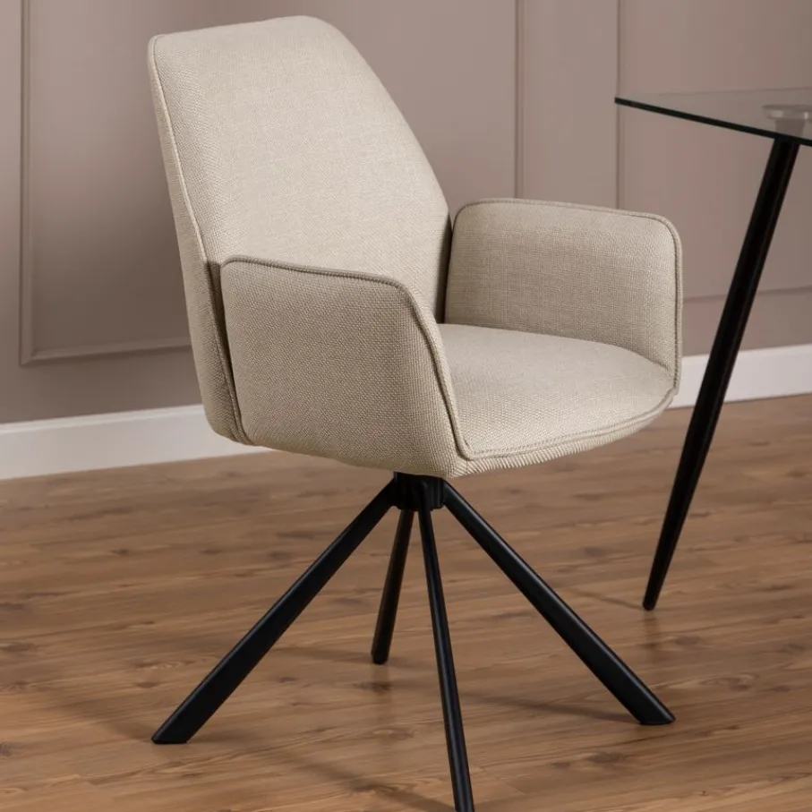 Eetkamerstoelen< Draaibare Eetkamerstoel Roar Beige