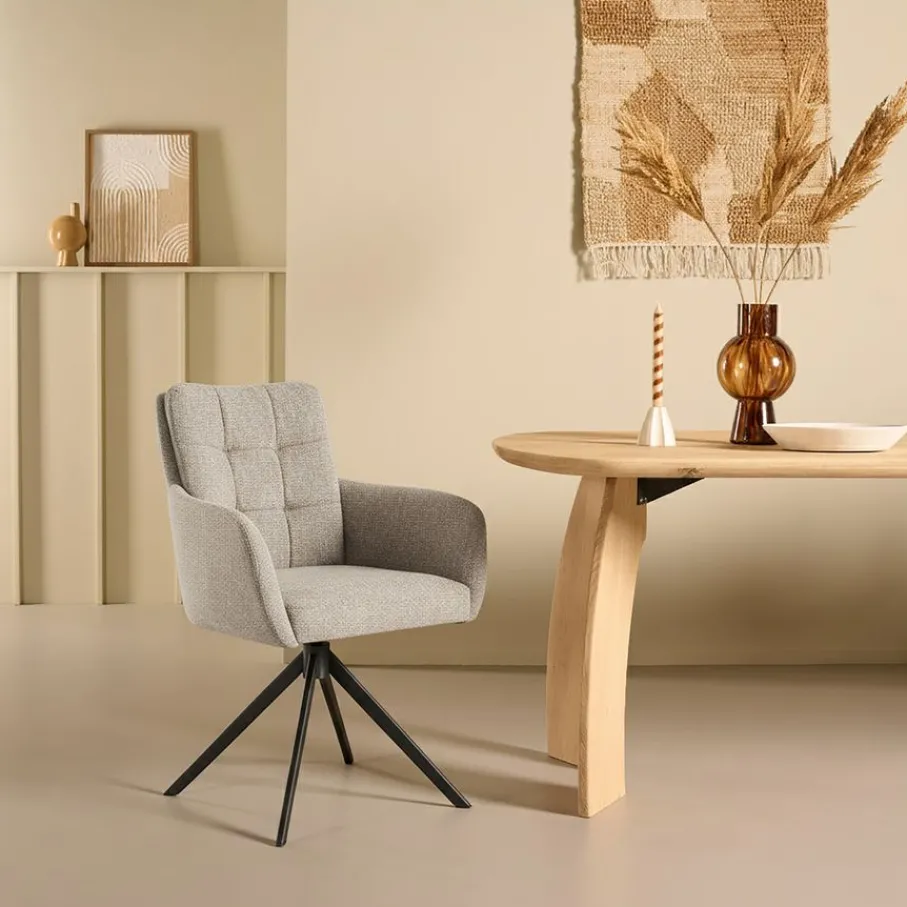 Eetkamerstoelen< Draaibare Eetkamerstoel Swag Greige