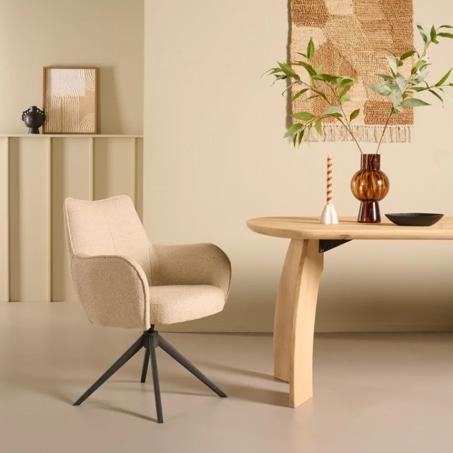 Eetkamerstoelen< Draaibare Eetkamerstoel Tumba Beige