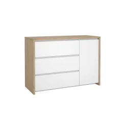 Ladekasten|Dressoirs< Dressoir Atlanta Eiken / Hoogglans Wit - 119x84x48 cm
