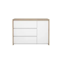 Ladekasten|Dressoirs< Dressoir Atlanta Eiken / Hoogglans Wit - 119x84x48 cm