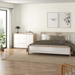 Ladekasten|Dressoirs< Dressoir Atlanta Eiken / Hoogglans Wit - 119x84x48 cm