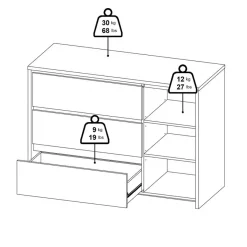 Ladekasten|Dressoirs< Dressoir Atlanta Eiken / Hoogglans Wit - 119x84x48 cm