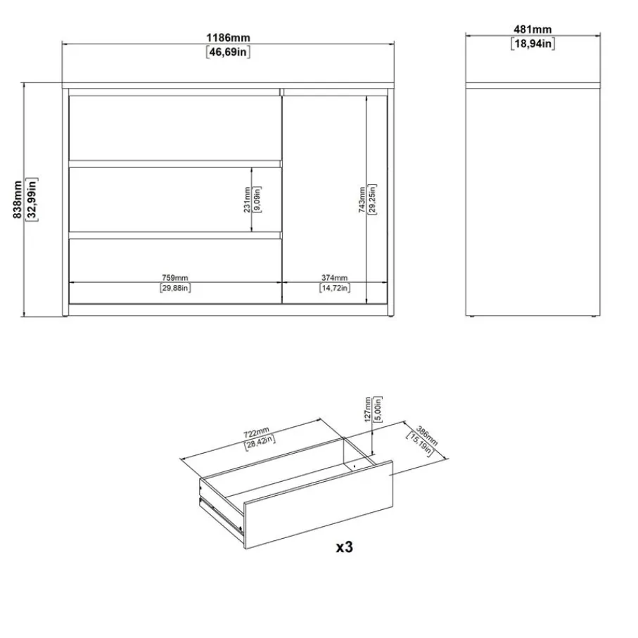 Ladekasten|Dressoirs< Dressoir Atlanta Wit - 119x84x48 cm