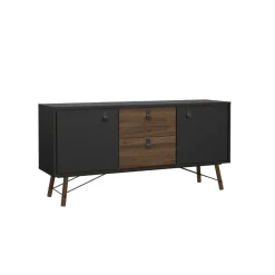Dressoirs< Dressoir Denver Zwart / Walnoot - 150x72x40 cm