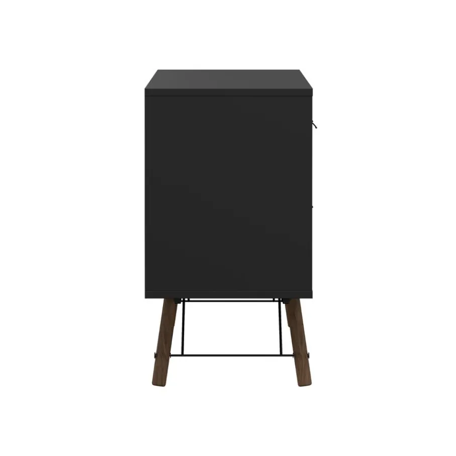 Dressoirs< Dressoir Denver Zwart / Walnoot - 150x72x40 cm