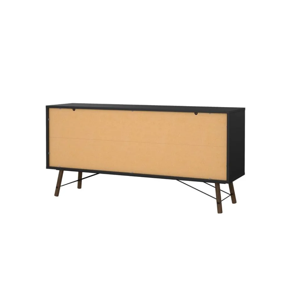 Dressoirs< Dressoir Denver Zwart / Walnoot - 150x72x40 cm