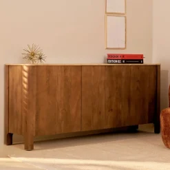 Dressoirs< Dressoir Liam Bruin / Marmer - 180x80x45 cm