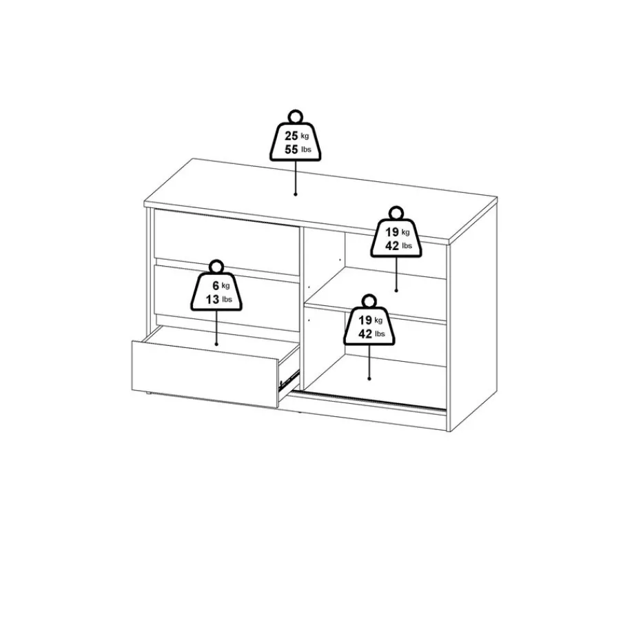 Opbergkasten< Dressoir Luna Eiken - 119x76x50 cm