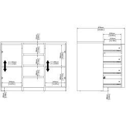 Opbergkasten< Dressoir Luna Hoogglans Wit - 121x91x50 cm