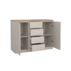 Opbergkasten< Dressoir Luna Taupe / Eiken - 121x91x50 cm