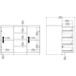 Opbergkasten< Dressoir Luna Wit - 121x91x50 cm