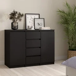 Opbergkasten< Dressoir Luna Zwart - 121x91x50 cm