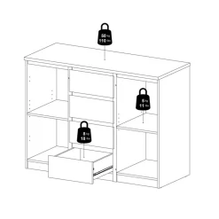 Opbergkasten< Dressoir Luna Zwart - 121x91x50 cm