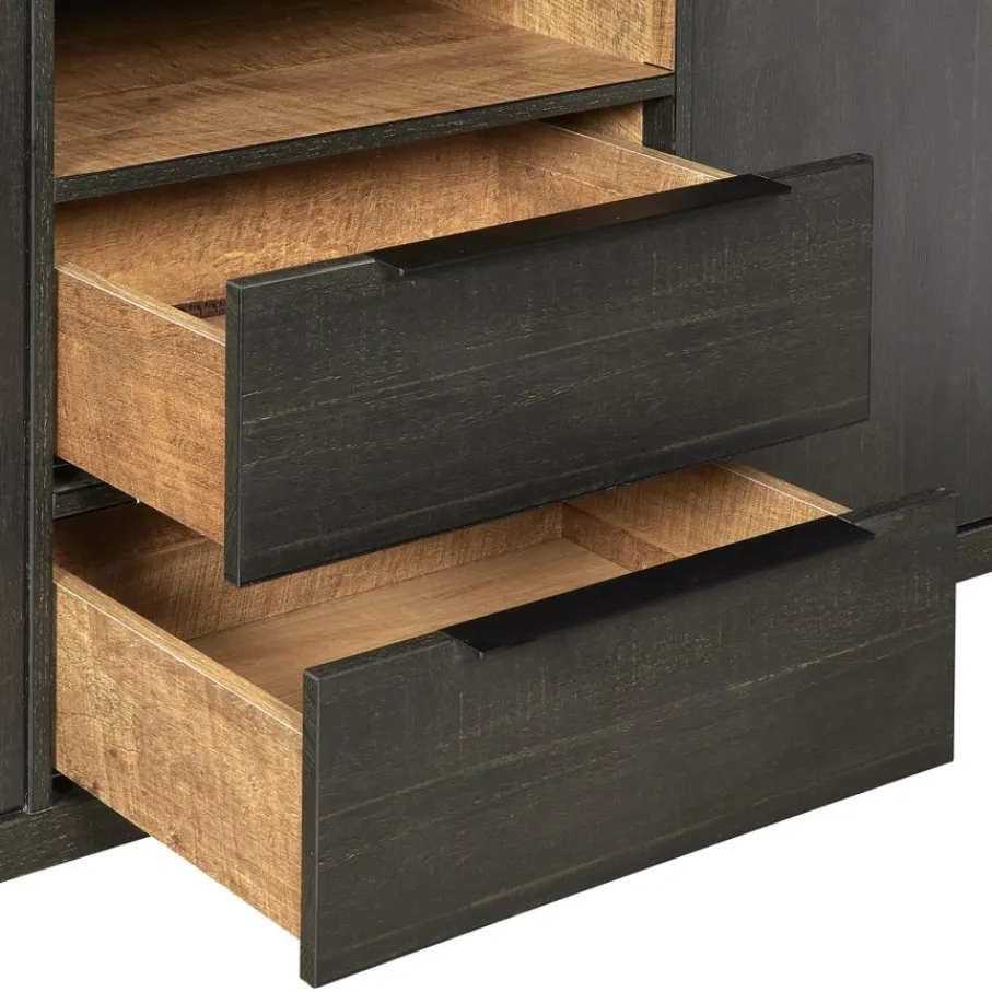 Dressoirs< Dressoir Zwanenburg Zwart - 225x90x48 cm