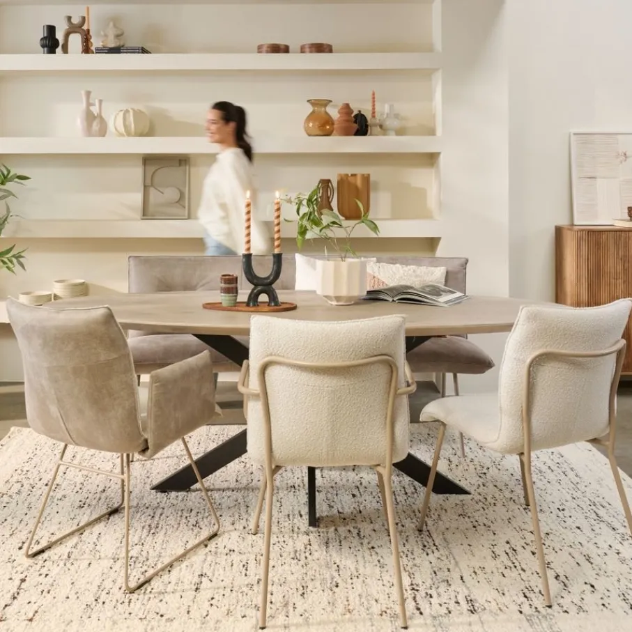 Eetkamerbanken< Eetkamerbank Trondheim Taupe - 180 cm