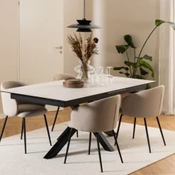 Eetkamerstoelen< Eetkamerstoel Frode Beige