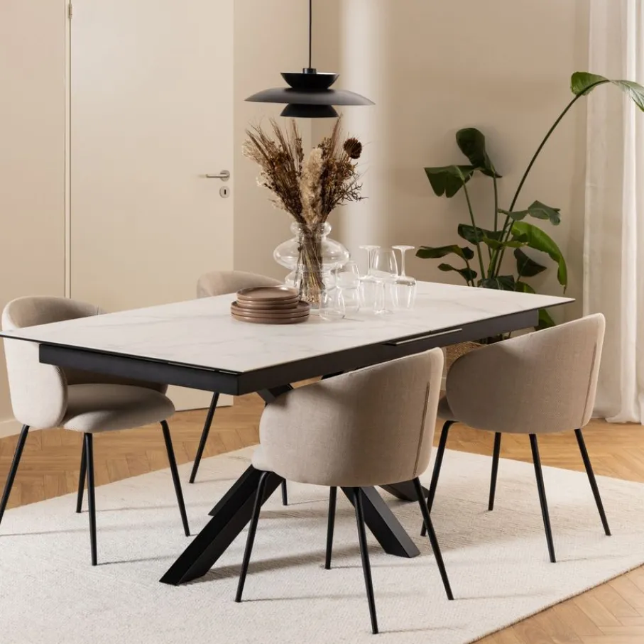 Eetkamerstoelen< Eetkamerstoel Frode Beige