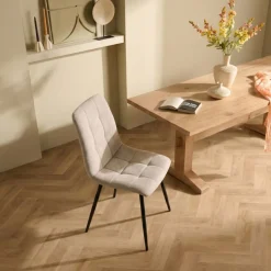 Eetkamerstoelen< Eetkamerstoel Lier Lichtbeige