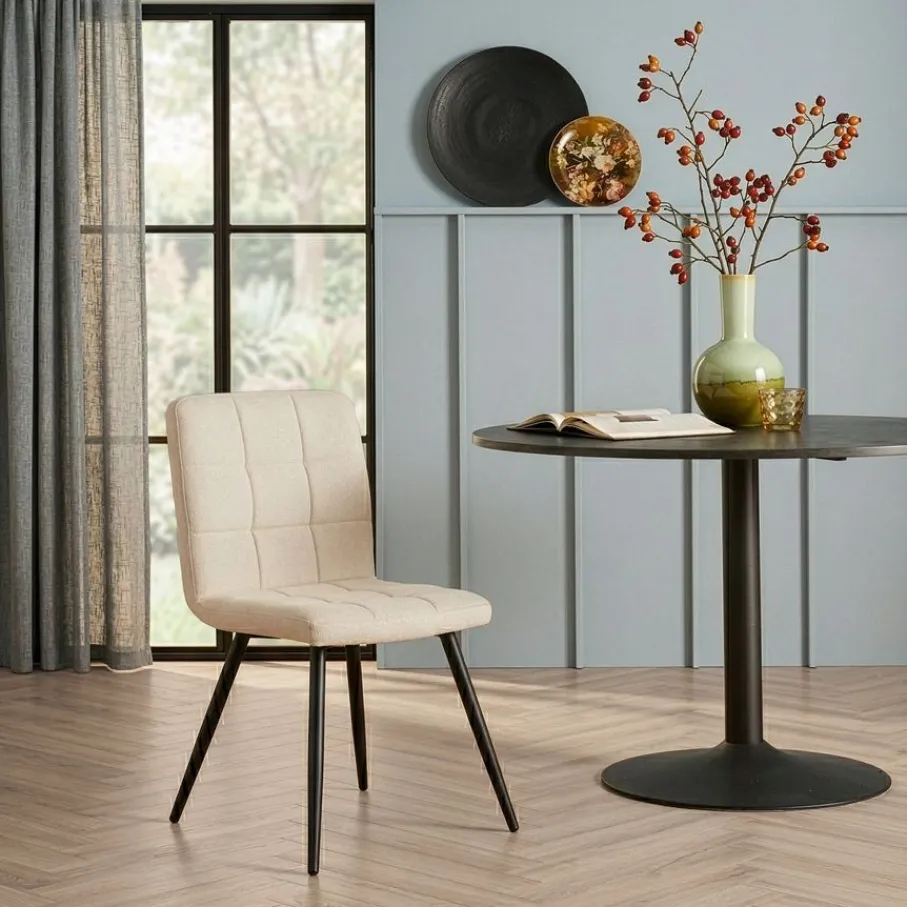Eetkamerstoelen< Eetkamerstoel Luik Crème