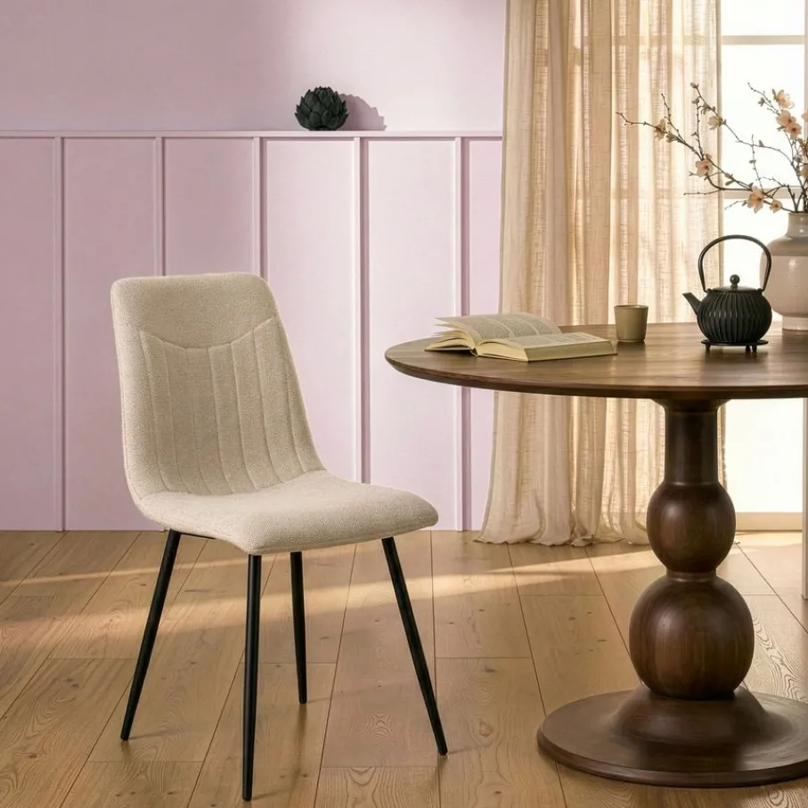 Eetkamerstoelen< Eetkamerstoel Nessa Beige