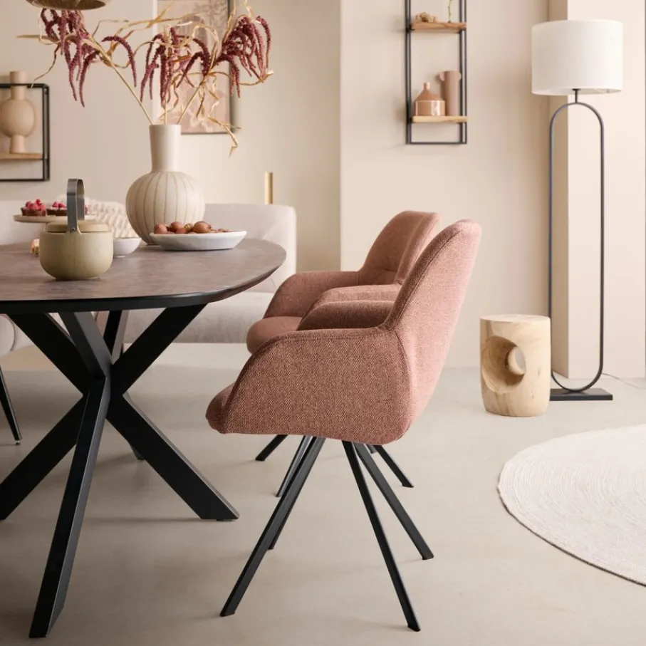 Eetkamerstoelen< Eetkamerstoel Selnass Roze