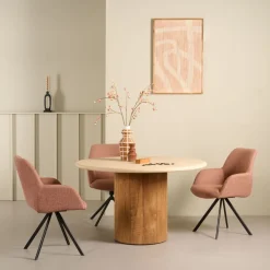 Eettafels< Eettafel Doble Naturel - Ø 130 cm