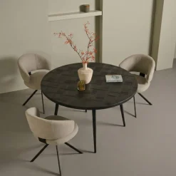 Eettafels< Eettafel Helsinge Zwart - Ø 130 cm