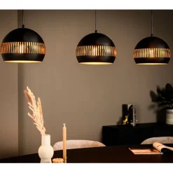 Hanglampen< Hanglamp Cabot Zwart - 3 x E27 -  140 cm breed