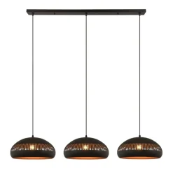 Hanglampen< Hanglamp Cabot Zwart - 3 x E27 - 150 cm breed