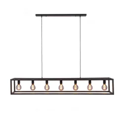 Hanglampen< Hanglamp Eric Zwart - 7 x E27 - 168 cm breed