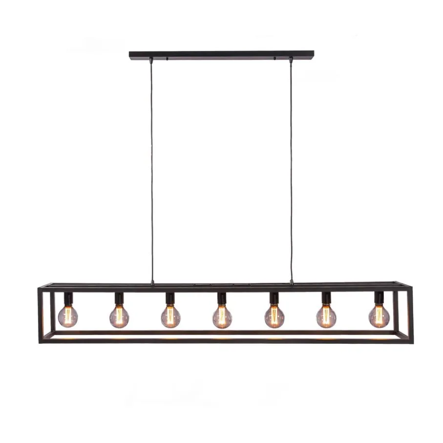Hanglampen< Hanglamp Eric Zwart - 7 x E27 - 168 cm breed