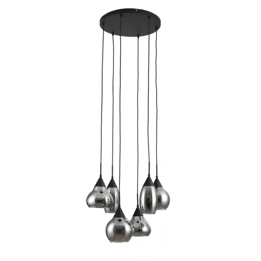 Hanglampen< Hanglamp Oriel Zwart - 6 x E27 - Ø 45 cm