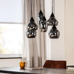 Hanglampen< Hanglamp Oriel Zwart - 6 x E27 - Ø 45 cm
