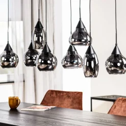 Hanglampen< Hanglamp Oriel Zwart - 8 x E27 - 120 cm breed