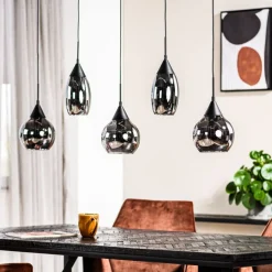 Hanglampen< Hanglamp Oriel Zwart - 5 x E27 - 120 cm breed