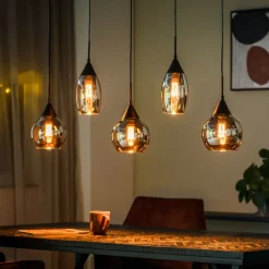 Hanglampen< Hanglamp Oriel Zwart - 5 x E27 - 120 cm breed