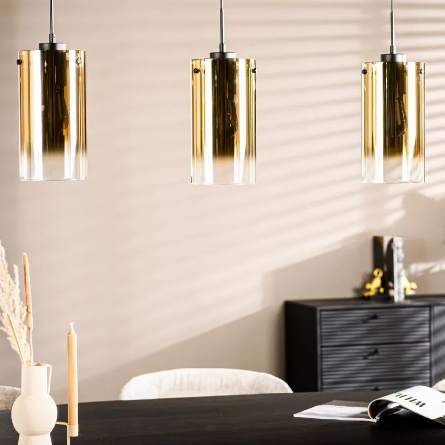 Hanglampen< Hanglamp Yvet Goud - 3 x E27 - 100 cm breed