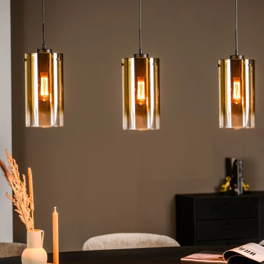 Hanglampen< Hanglamp Yvet Goud - 3 x E27 - 100 cm breed